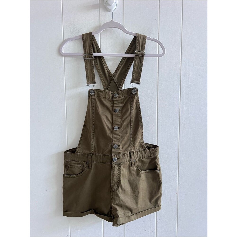 Garage Olive Green Cotton Short Overalls